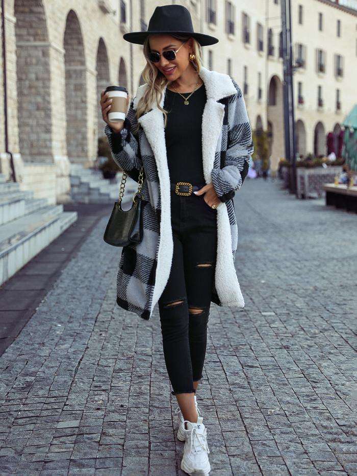 Casual Loose Double Layer Open Front Jacket - M, Black image