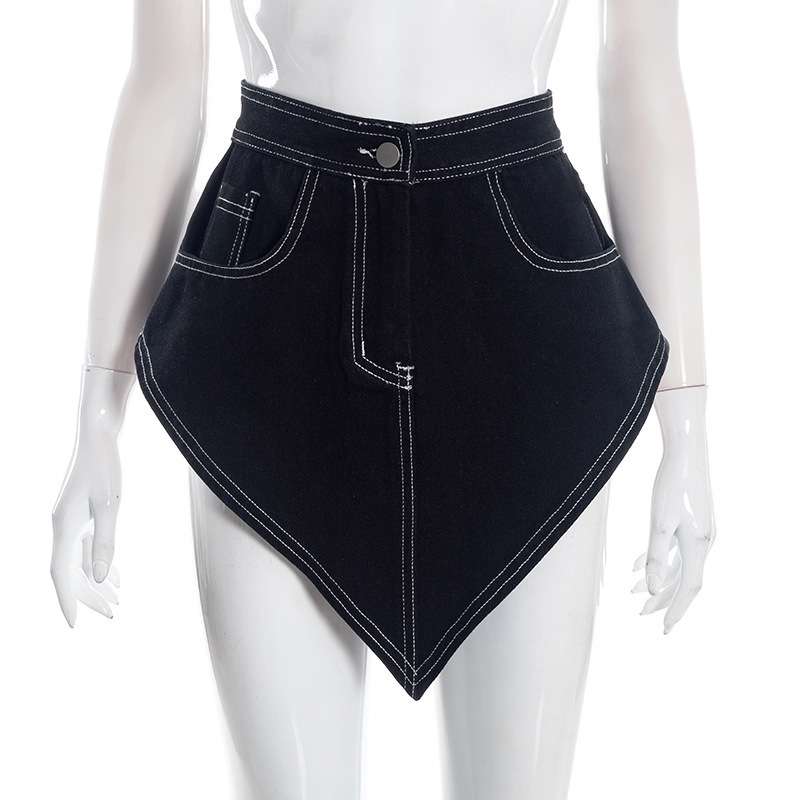Asymmetrical High-Waisted Denim Mini Skirt image 3
