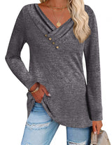 Stylish Asymmetrical Button-Detail Top image 0