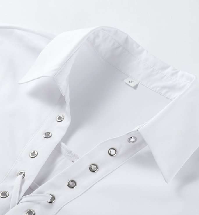 Long-Sleeve Shirt with Lace-Up Front Detail image 3