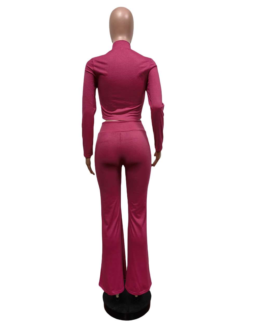 Solid Zipper Slim Two Piece Tracksuits Set image 5