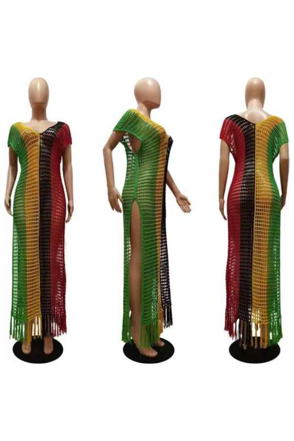 Sexy Crochet Fishnet Bikini CoverUp Oversize Maxi Dress image 7