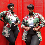 Fashion Lip Print Camo Jacket image 2