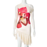 Asymmetrical One-Shoulder Floral Print Dress image 5