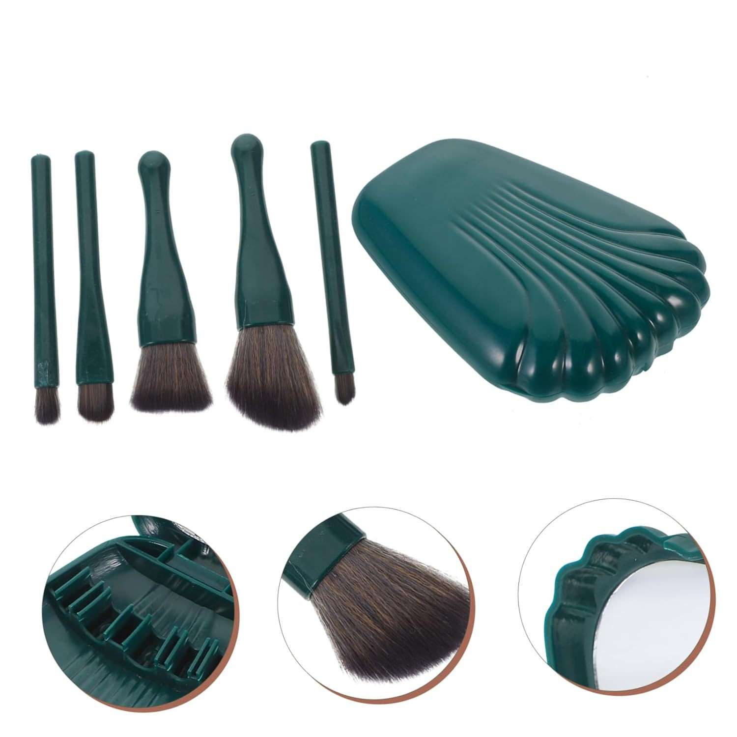 Makeup Brush Set with Storage Case - Free Size, Green image