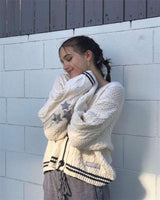 Cable-Knit Cardigan with Embellishments - L, Cream Beige image