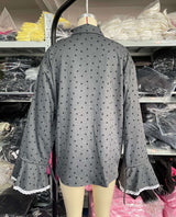 Heart Print Button-Up Top with Lace Trim image 6