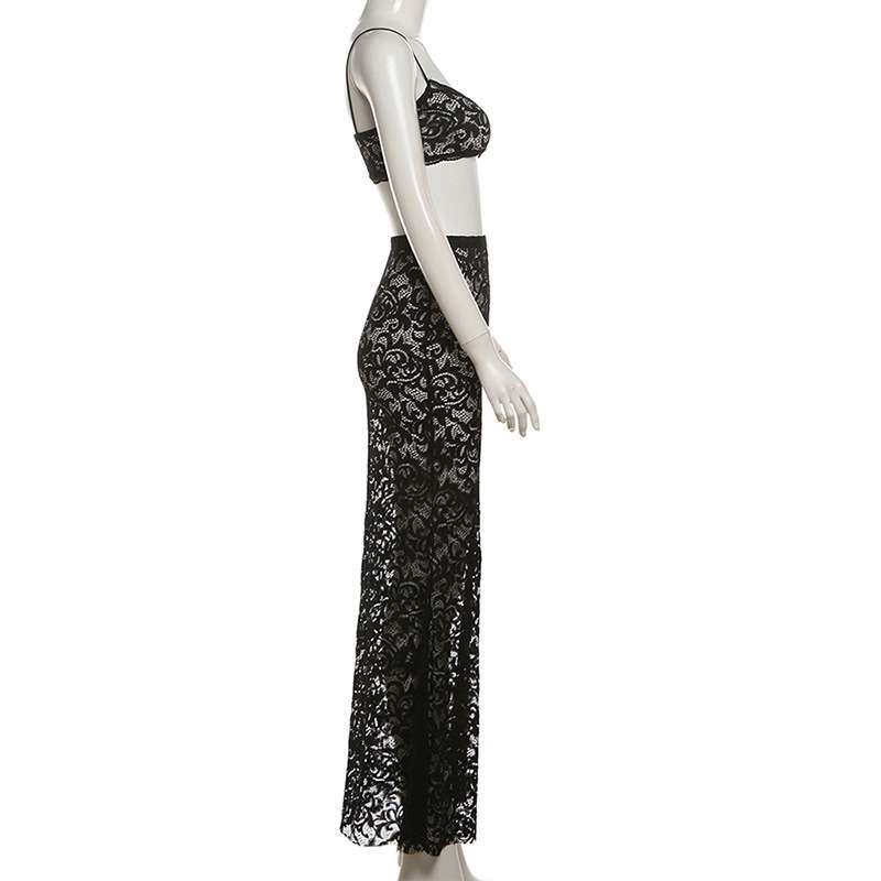 Lace Two-Piece Crop Top and Maxi Skirt Set image 3