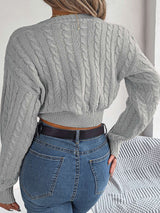 V-Neck Crop Sweater Knitwear Pullover Sweatshirt image 4