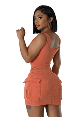 Stylish New Women Lowcut Sleeveless Drawstring Solid Bodycon Club Mini Dress2pcs image 3