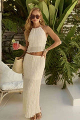 Two-Piece Halter Top and Maxi Skirt Set image 0