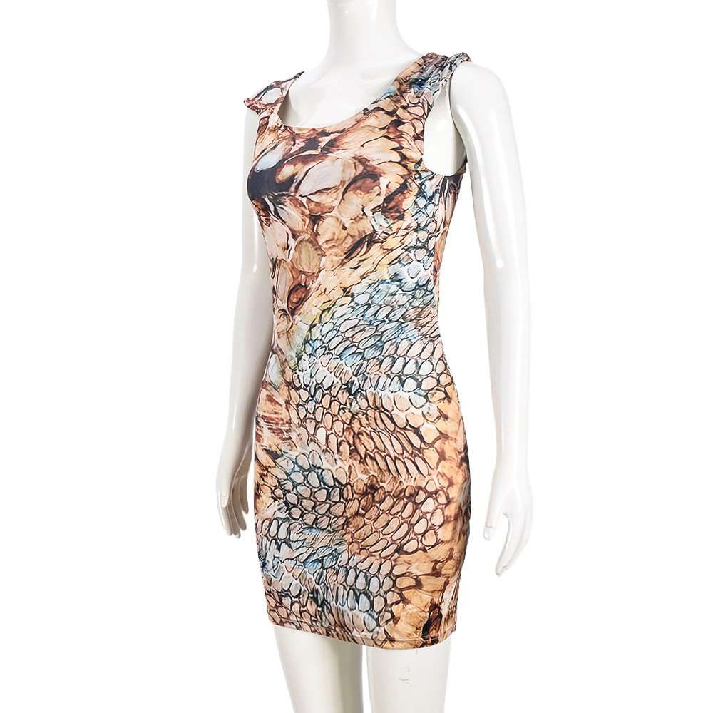 Abstract Print Double Layer Bodycon Dress image 3