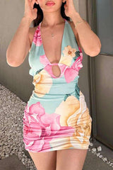 Floral Halter Bodycon Dress image 0