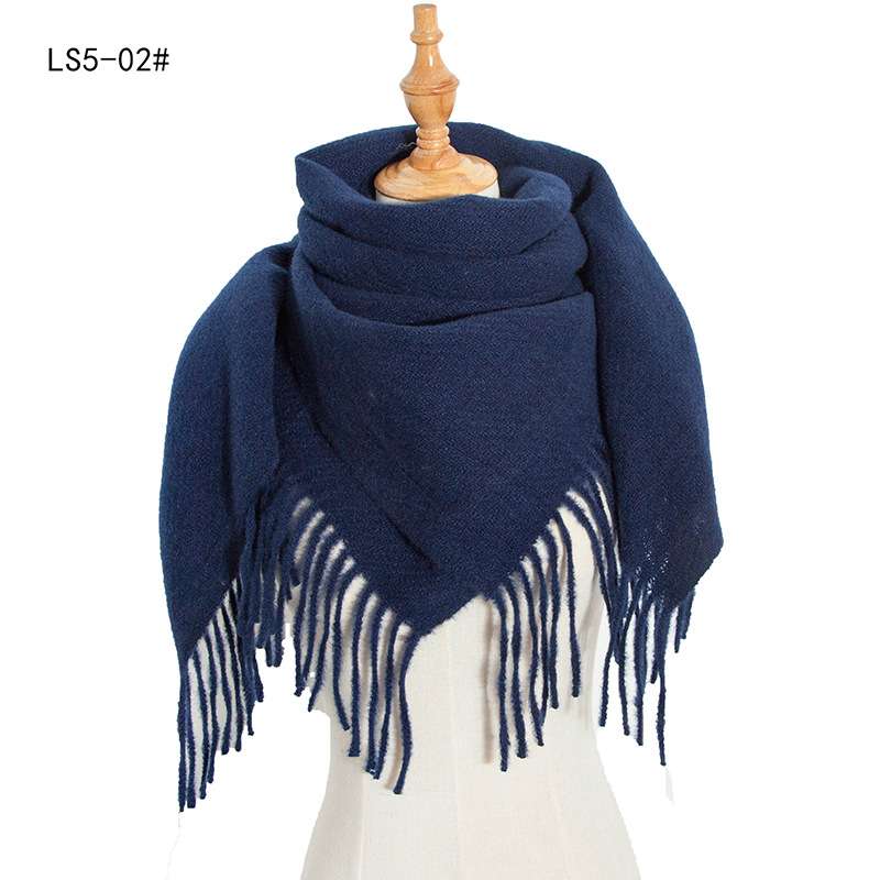 Solid Warm Warm Scarf  Tassel Square Shawl image 4