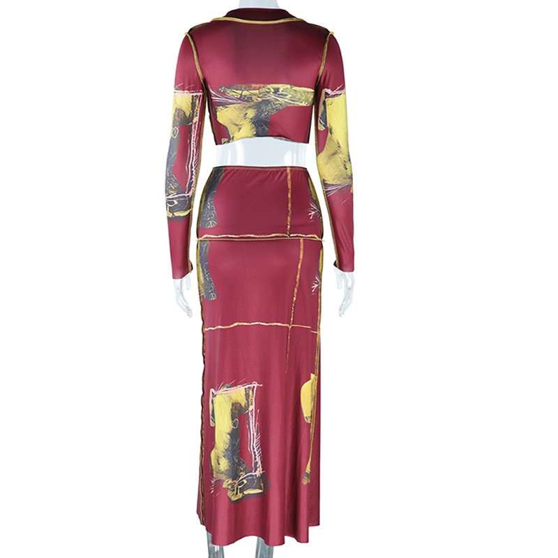 Printed Crop Top & Maxi Skirt Co-Ords image 2