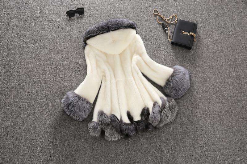 Patchwork Cardigan Furry Hooded Coats image 3