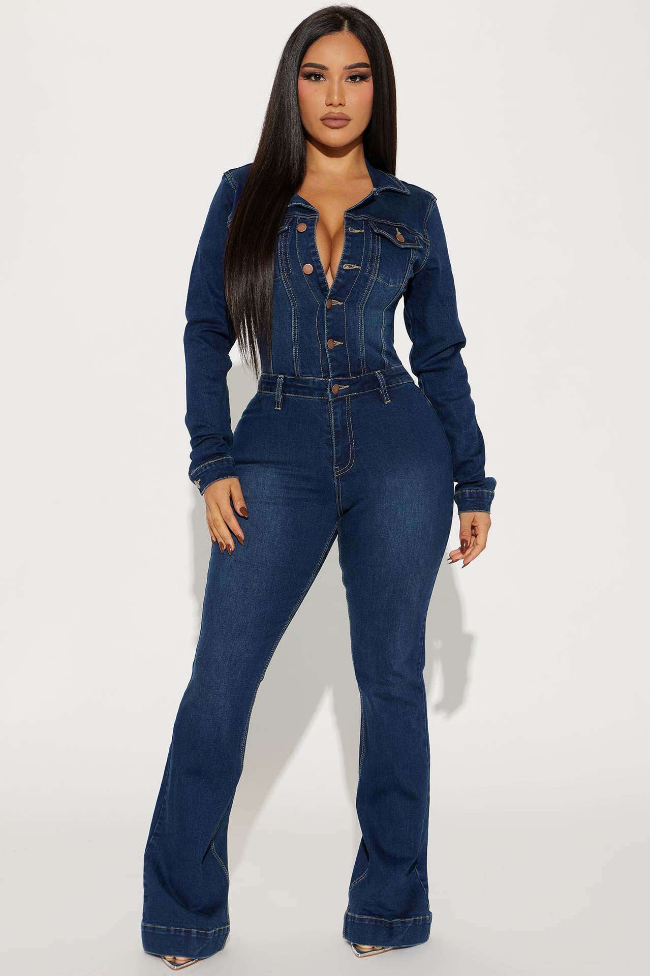 Denim Jumpsuit - XL, Denim Blue image