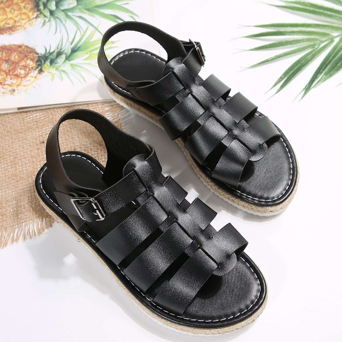 Strappy Sandals with Buckle Detail