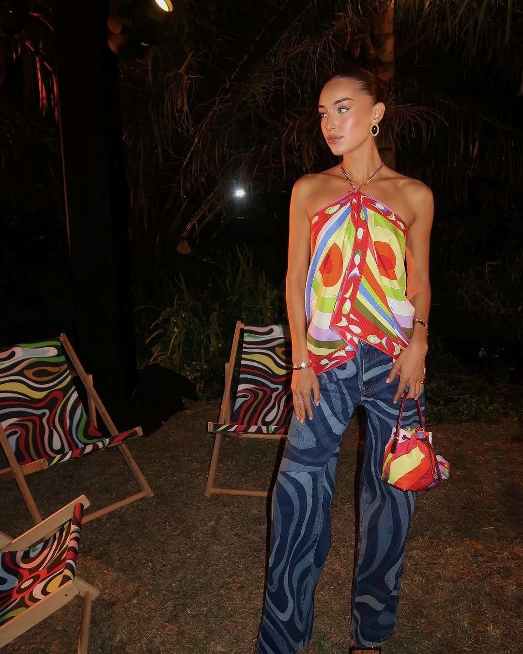 Abstract Pattern Wide-Leg Jeans image 1