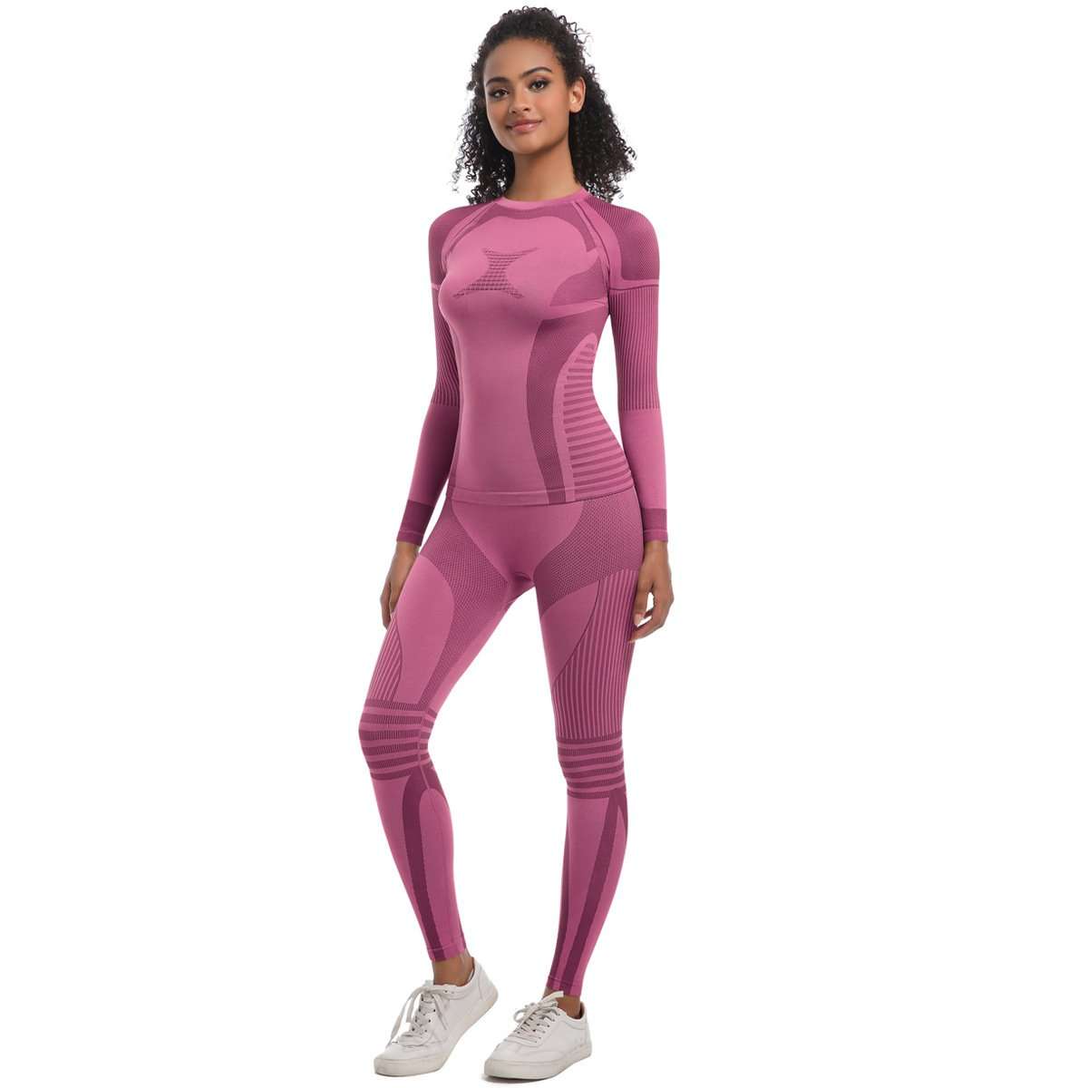 Slim Fit Workout Sports Gym Fitness Yoga Suit - M, Sachet Pink image