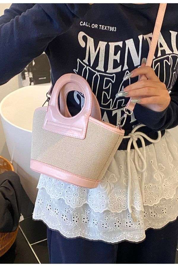 Pastel Woven Bucket Bag image 0