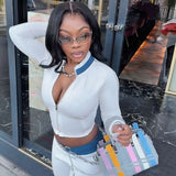 Zip-Up Cropped Jacket with Trim image 0