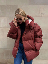 New street style hooded winter jacket - L, Chinese Red image