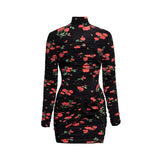 Ruched Bodycon Dress - M, Black image