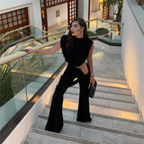 Draped Cropped Top & Wide-Leg Pants image 4