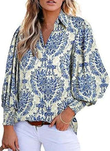 Long sleeve Floral print Casual Shirt - S, Multi Blue image