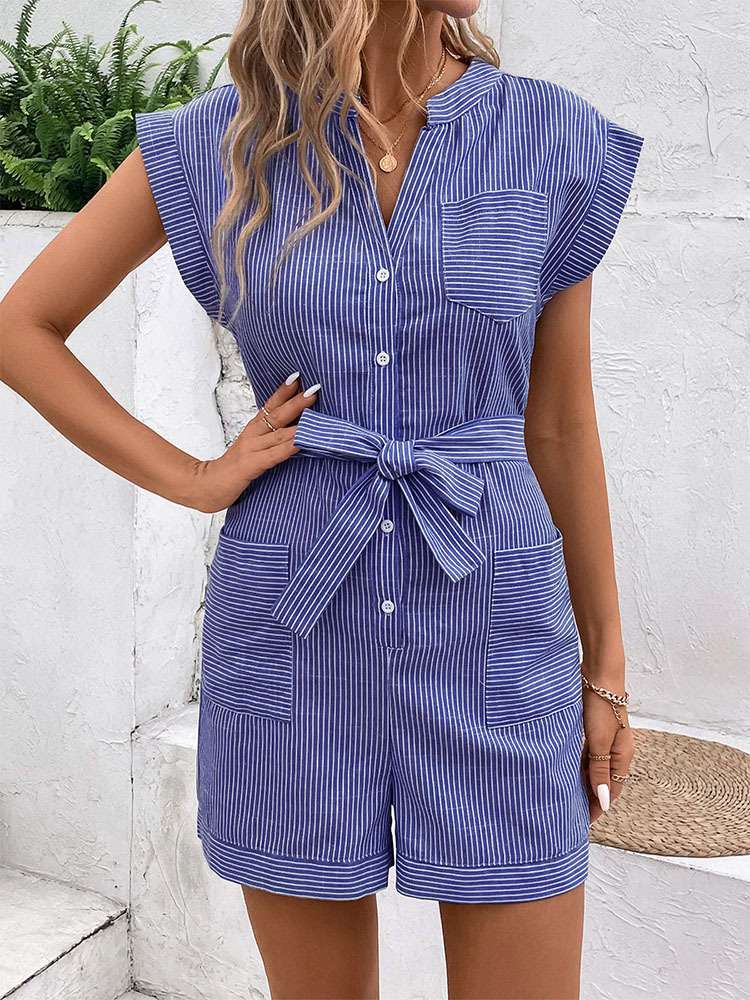 Pinstripe Sleeveless Playful Jumpsuit image 1
