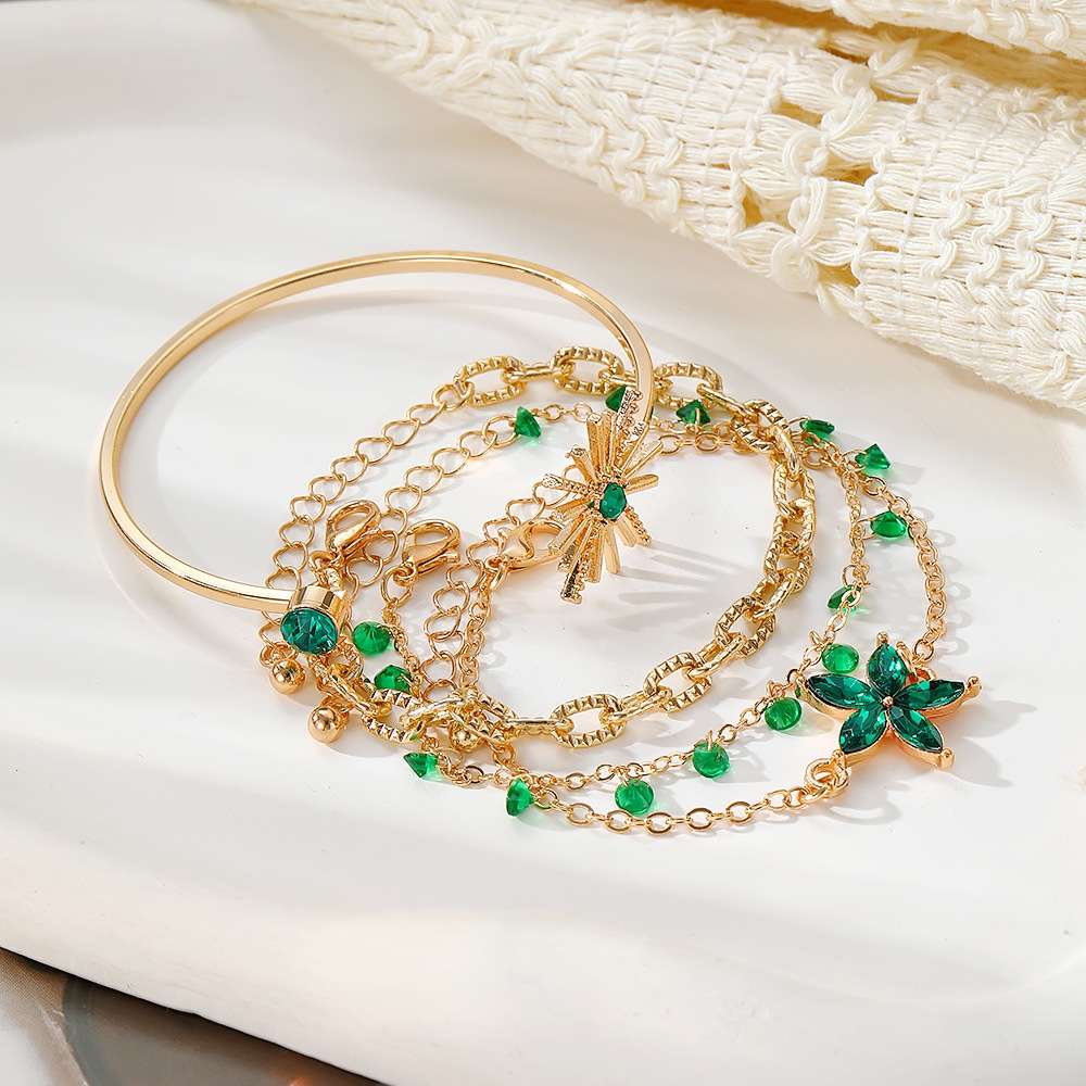 Gold and Green Gemstone Charm Bracelets image 2