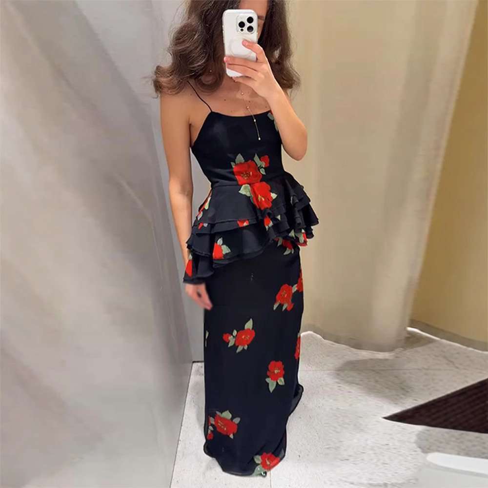 Floral Tiered Ruffle Tank Top & Maxi Skirt image 2