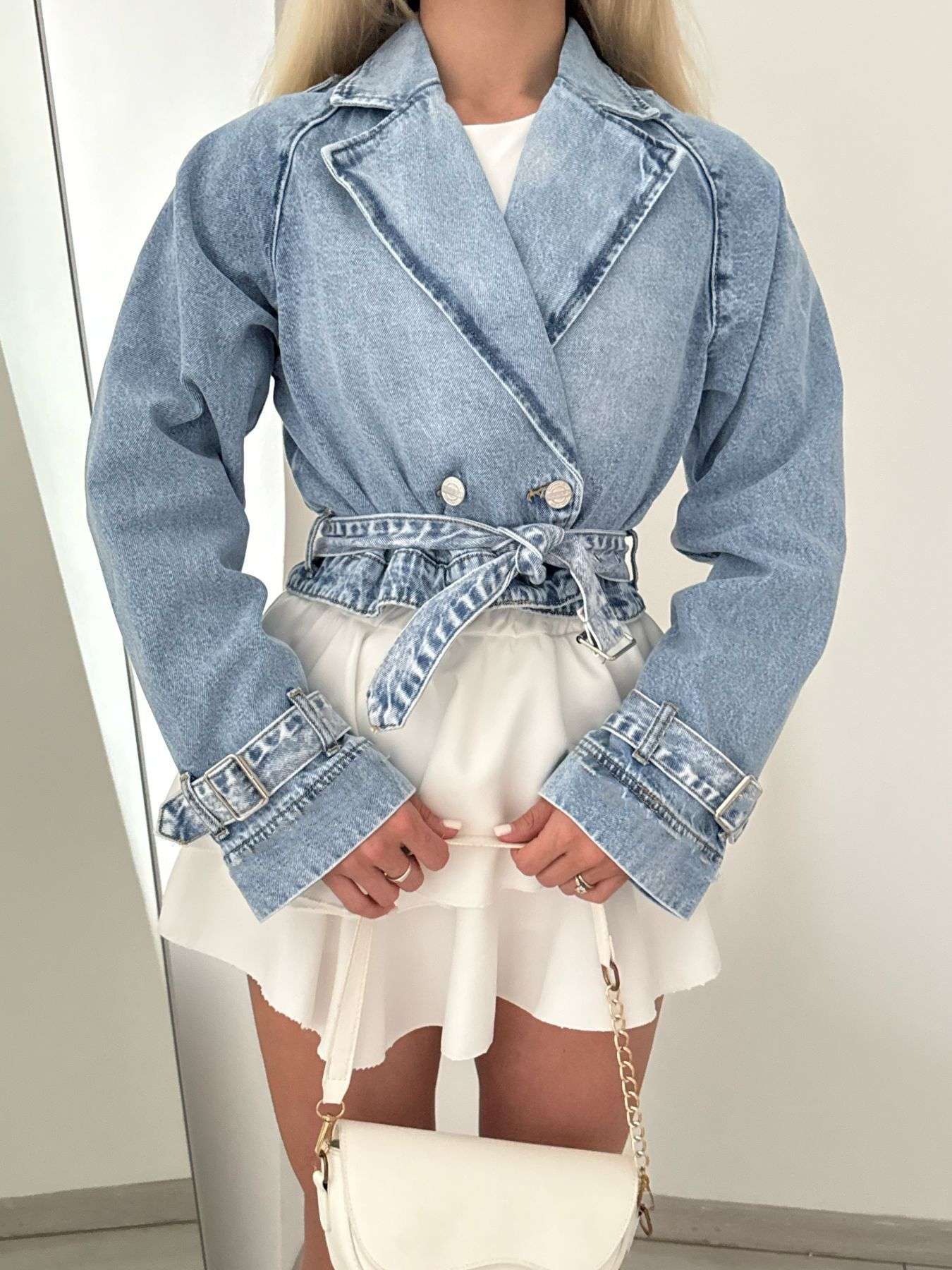 Casual Chic Denim Jacket with Belt Detail image 3