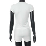 Deep V-Neck Black Short Sleeve Romper image 5