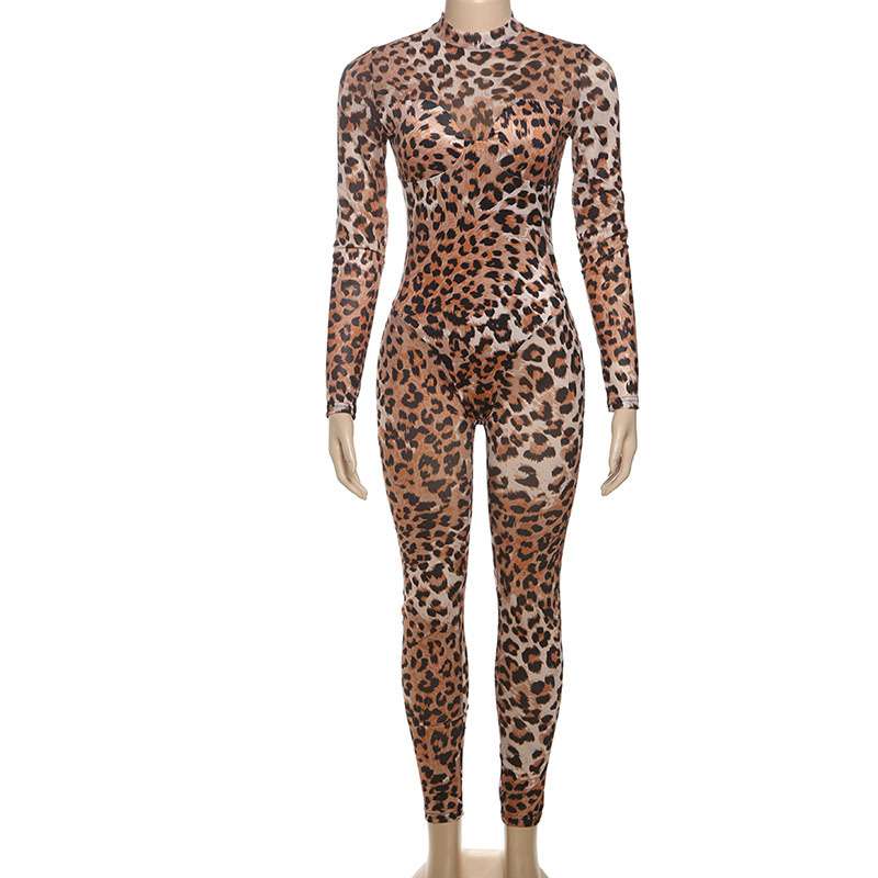 Leopard Print Mesh Jumpsuit image 4