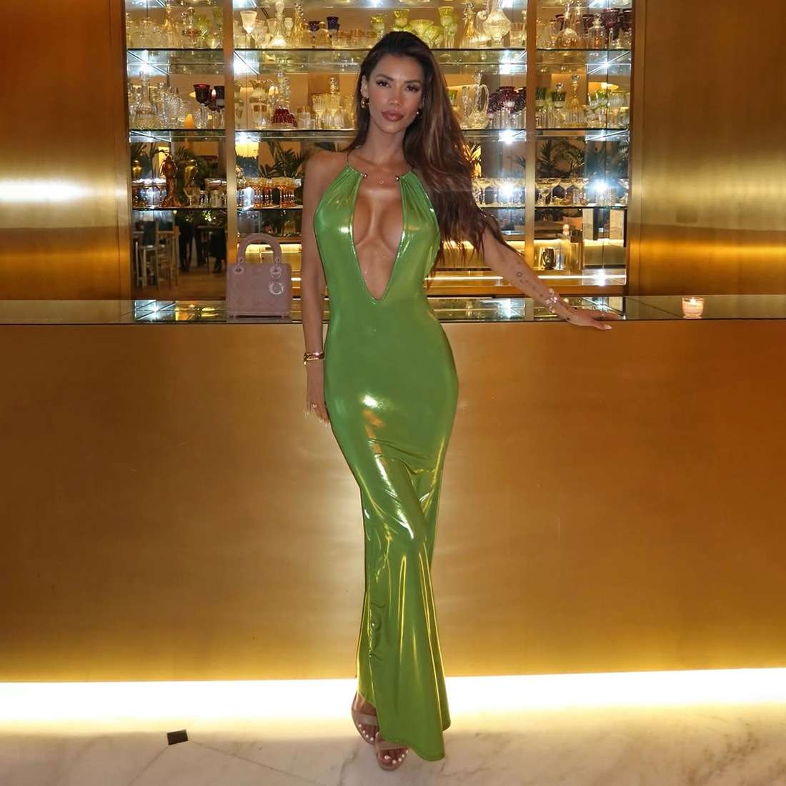 Metallic Halter Maxi Dress image 2