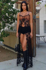 Leopard & Black Lace Sheer Maxi Dress image 0