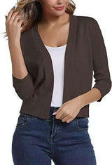 Classic Open-Front Cardigan - L, Brown image