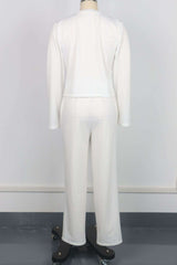 Button Fashion Long Sleeve Top and Pants Set image 3