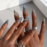 Elegant Grey Accent Nail Art - Free Size, Grey image