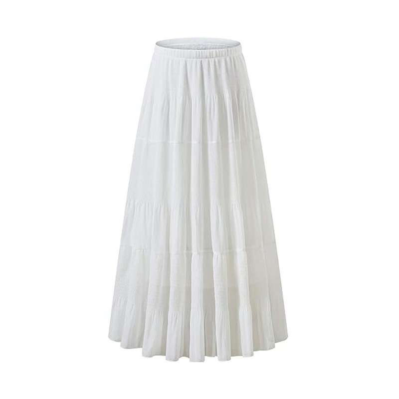 High Waist Pleated A-Line Flared Maxi Skirts image 2