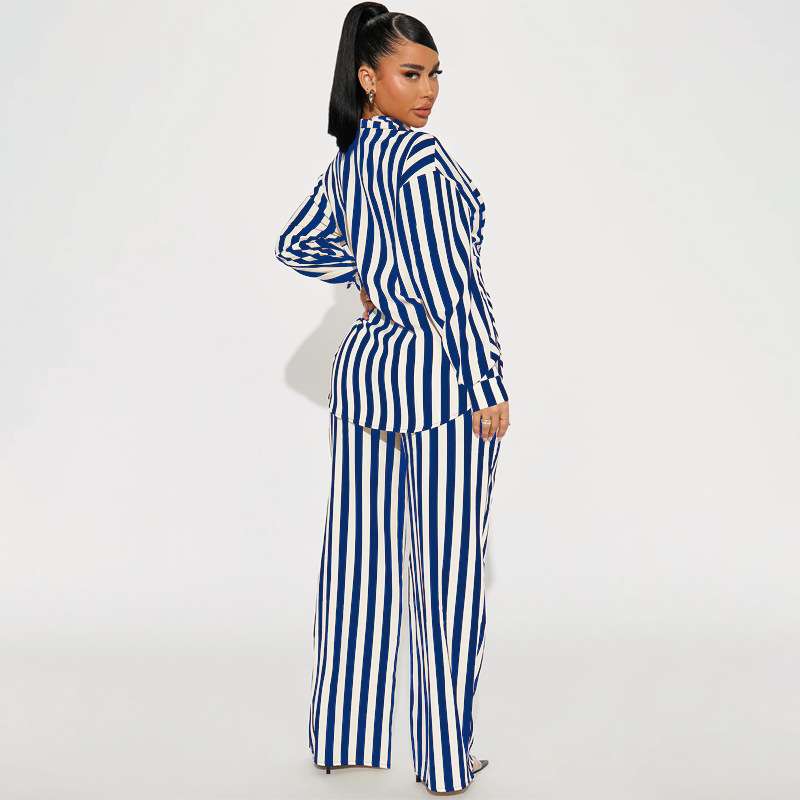 Striped Pajama Set with Buttons, Shirt and Pajama Pants image 5