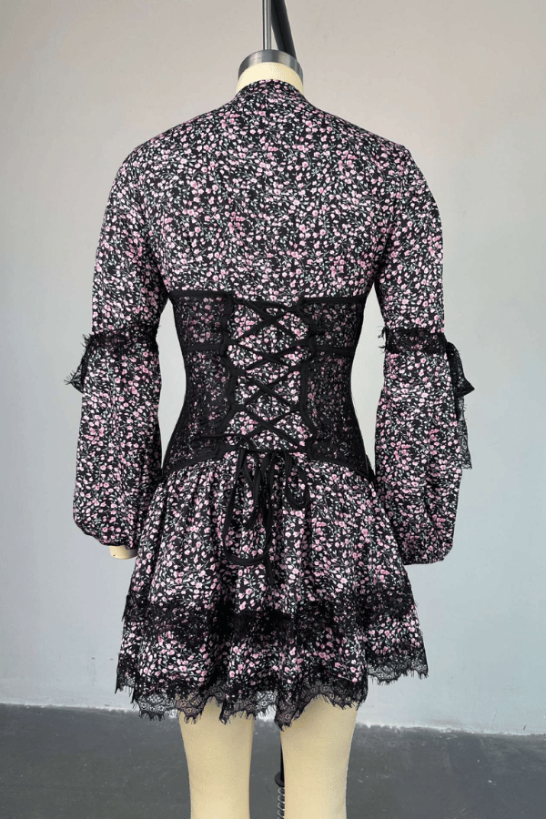 Enchanting Noir Bloom Mini Dress image 8