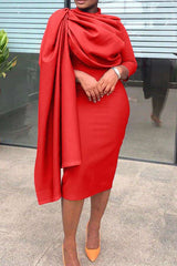 Elegance Enwrapped Midi Dress - S, Red image