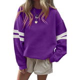 Casual Sweatshirt with Stripes - M, Purple image