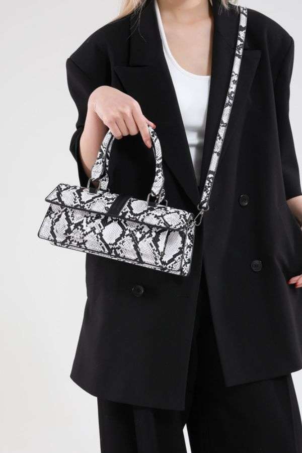 Snake Print Structured Handbag image 0