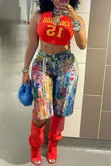 Abstract Paint-Splatter Wide-Leg Shorts image 2