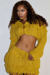 Solid Long Sleeve Short Cardigan Set image 2