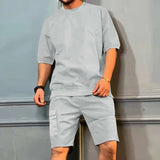 Casual T-Shirt & Shorts Set - M, Light Grey image